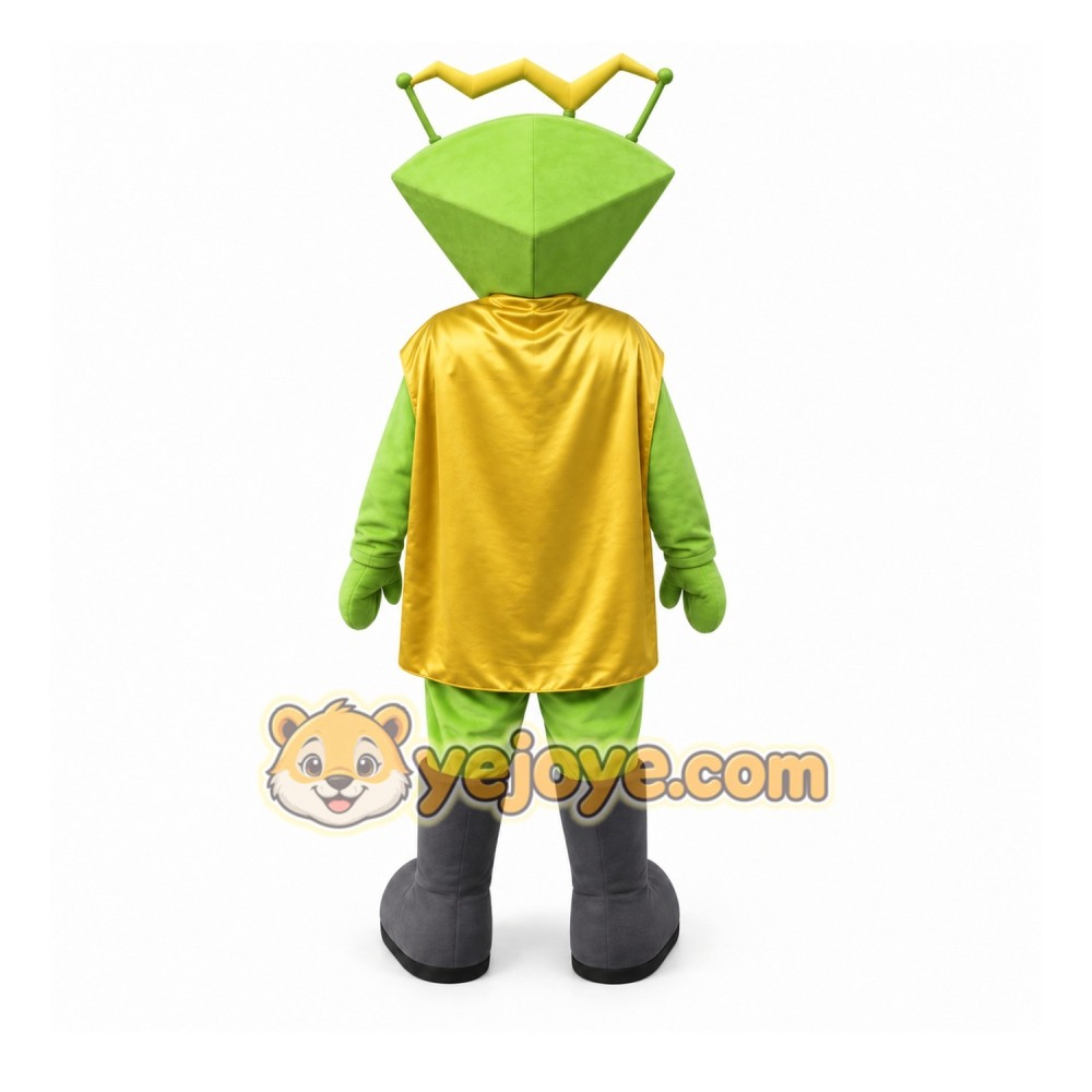 Green Alien Mascot Costume with Custom Logo