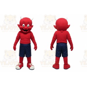 Red Devil Mascot Costume with Custom Logo