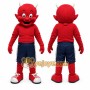 Red Devil Mascot Costume with Custom Logo