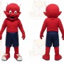 Red Devil Mascot Costume with Custom Logo