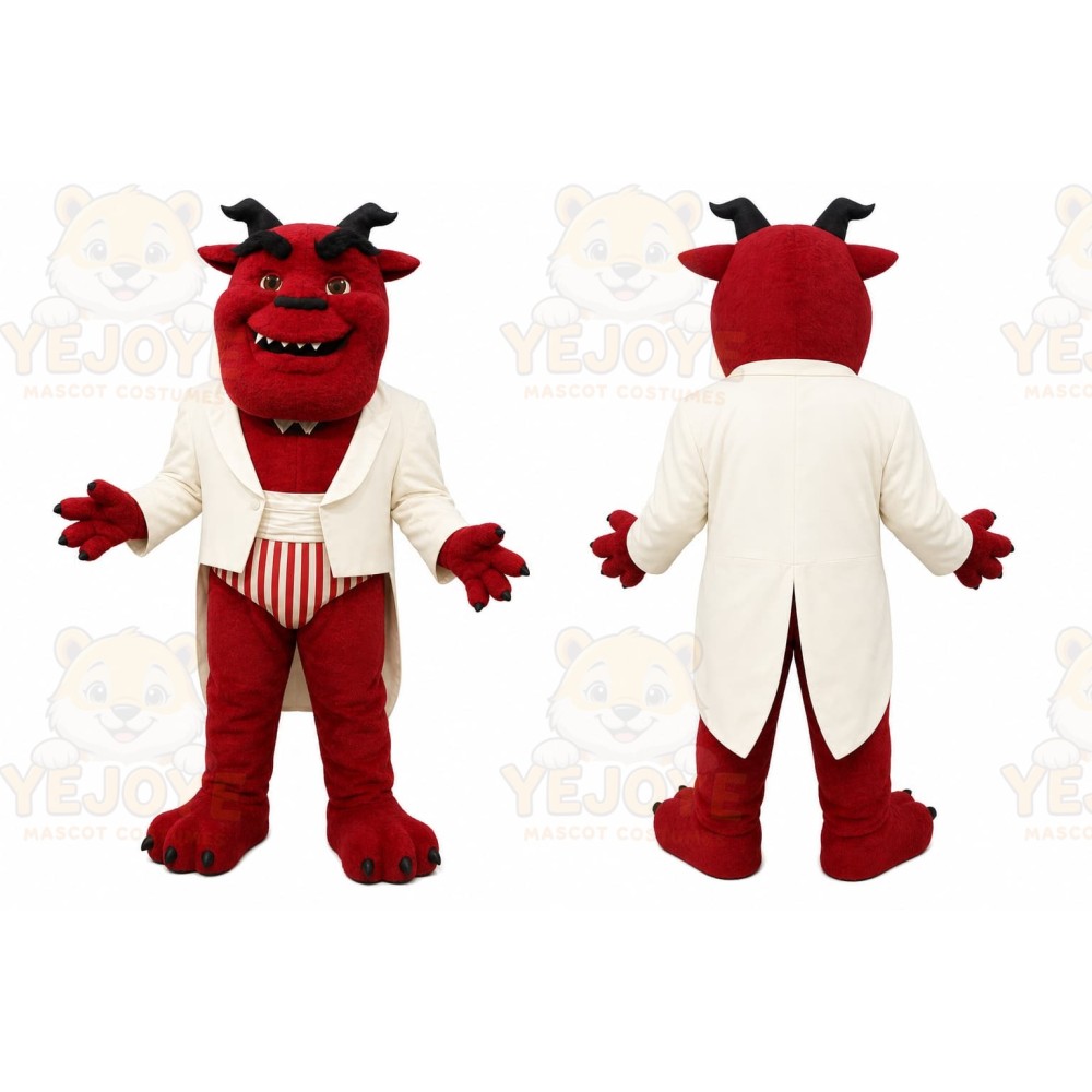 Red Demon Mascot Costume with Custom Logo