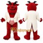 Red Demon Mascot Costume with Custom Logo
