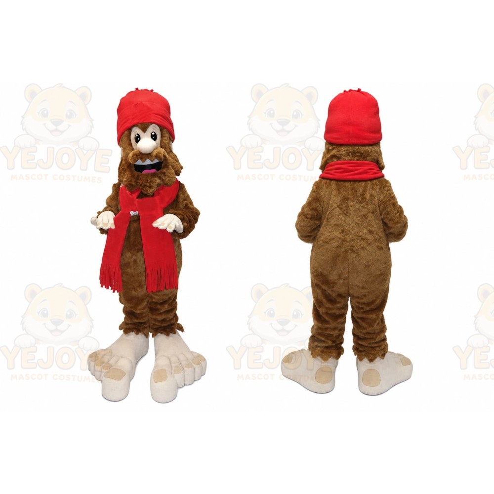 Brown Bear Mascot Costume with Custom Logo