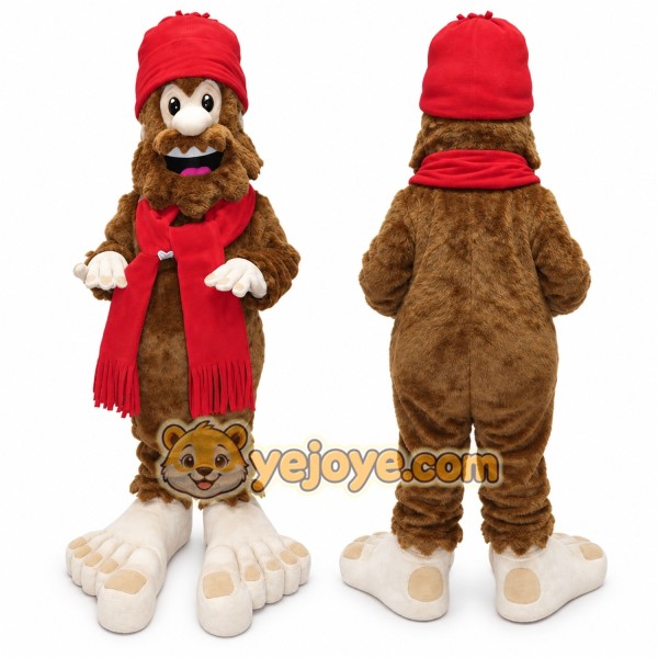 Brown Bear Mascot Costume with Custom Logo