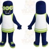 Blue Alien Mascot Costume with Custom Logo