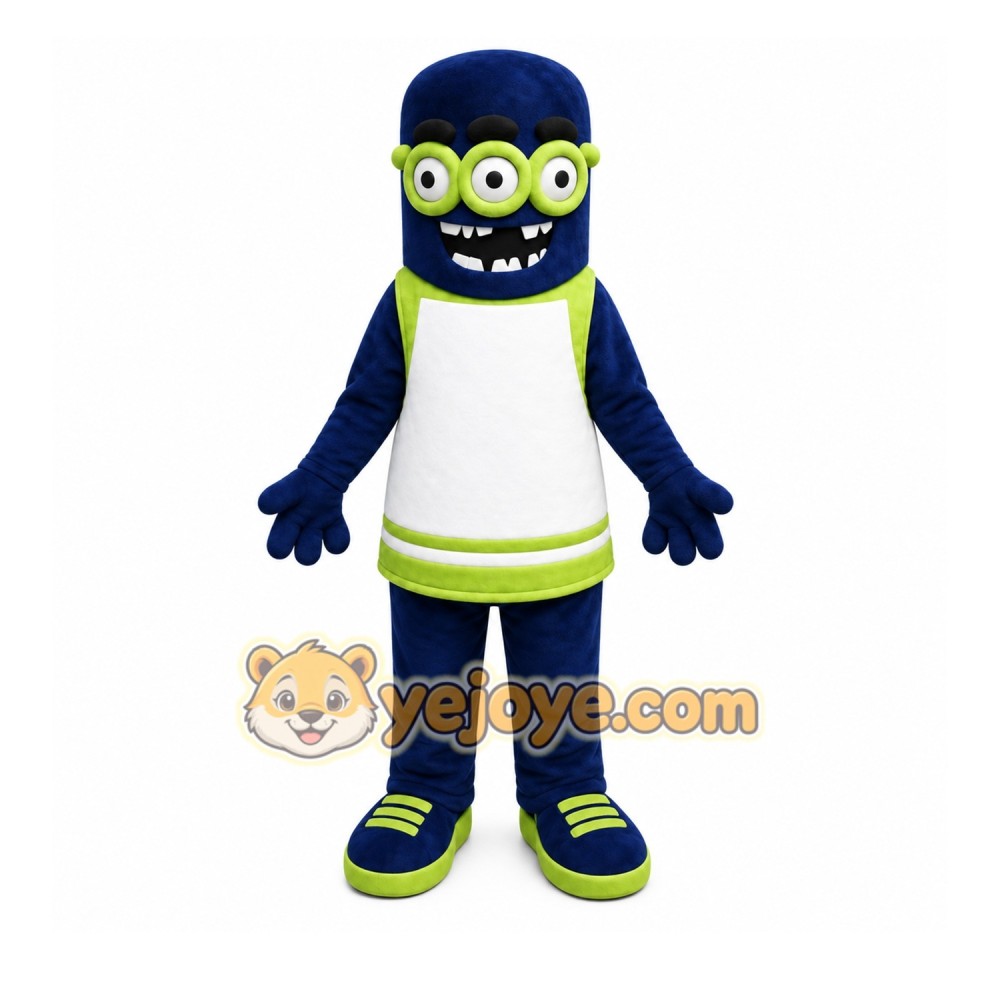 Blue Alien Mascot Costume with Custom Logo Blue Alien Mascot Costume with Custom Logo