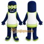 Blue Alien Mascot Costume with Custom Logo
