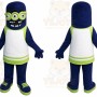 Blue Alien Mascot Costume with Custom Logo