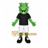 Green Dinosaur Mascot Costume with Custom Logo