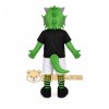 Green Dinosaur Mascot Costume with Custom Logo