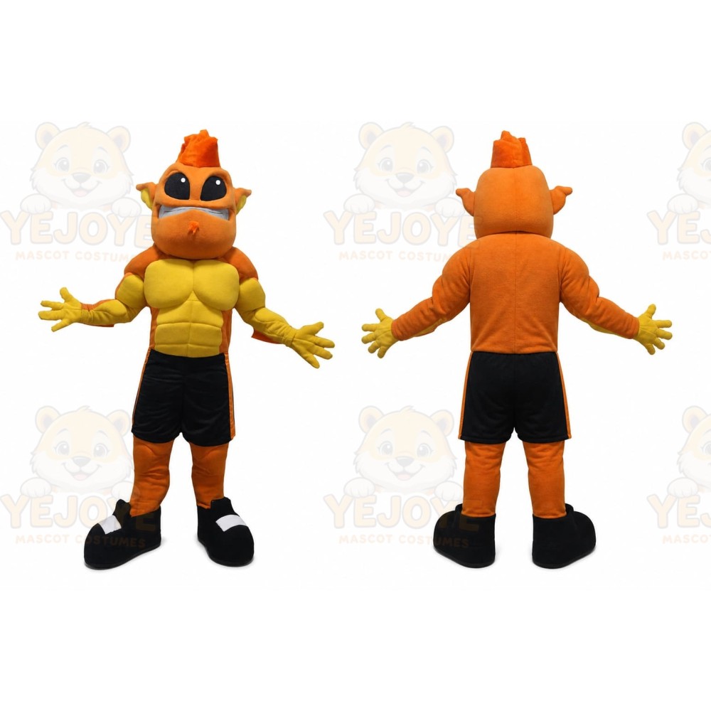 Orange Monster Mascot Costume with Custom Logo