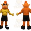Orange Monster Mascot Costume with Custom Logo