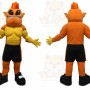 Orange Monster Mascot Costume with Custom Logo