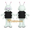 White Alien Mascot Costume with Custom Logo