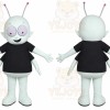 White Alien Mascot Costume with Custom Logo