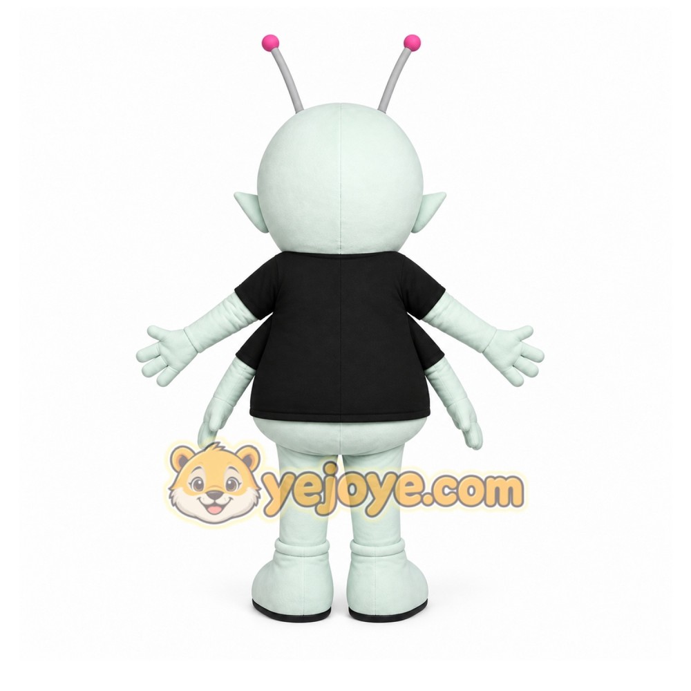 White Alien Mascot Costume with Custom Logo White Alien Mascot Costume with Custom Logo