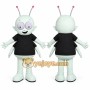 White Alien Mascot Costume with Custom Logo