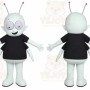 White Alien Mascot Costume with Custom Logo