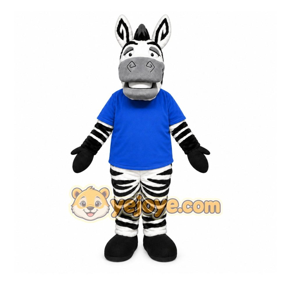 Blue Zebra Mascot Costume with Custom Logo Blue Zebra Mascot Costume with Custom Logo