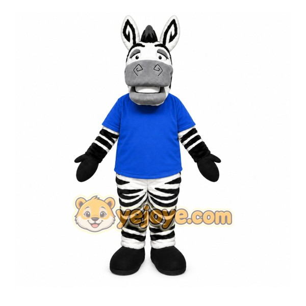 Blue Zebra Mascot Costume with Custom Logo Blue Zebra Mascot Costume with Custom Logo