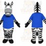Blue Zebra Mascot Costume with Custom Logo
