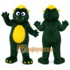 Green Monster Mascot Costume with Custom Logo