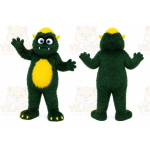Green Monster Mascot Costume with Custom Logo