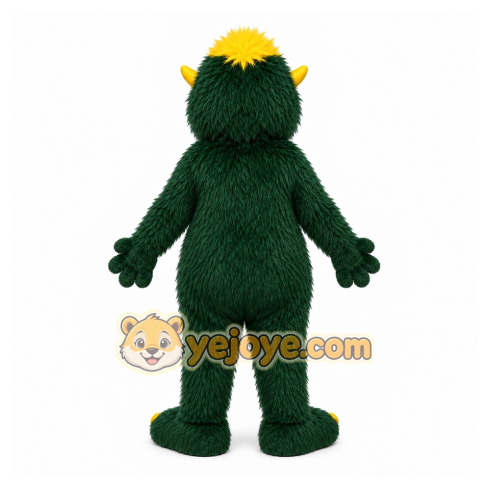 Green Monster Mascot Costume with Custom Logo
