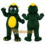 Green Monster Mascot Costume with Custom Logo