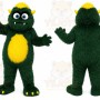 Green Monster Mascot Costume with Custom Logo
