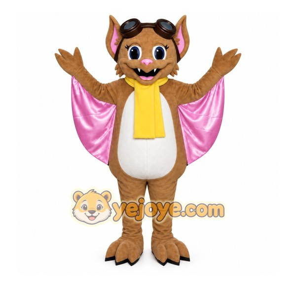 Brown Bat Mascot Costume with Custom Logo