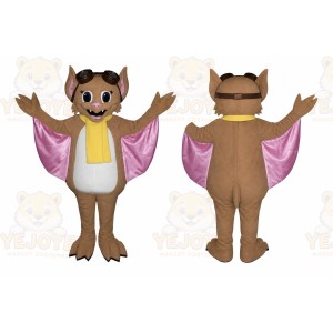 Brown Bat Mascot Costume with Custom Logo