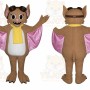 Brown Bat Mascot Costume with Custom Logo