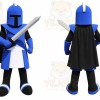 Blue Knight Mascot Costume with Custom Logo