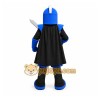Blue Knight Mascot Costume with Custom Logo