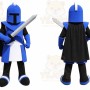 Blue Knight Mascot Costume with Custom Logo