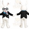 White Rabbit Mascot Costume with Custom Logo