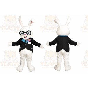 White Rabbit Mascot Costume with Custom Logo