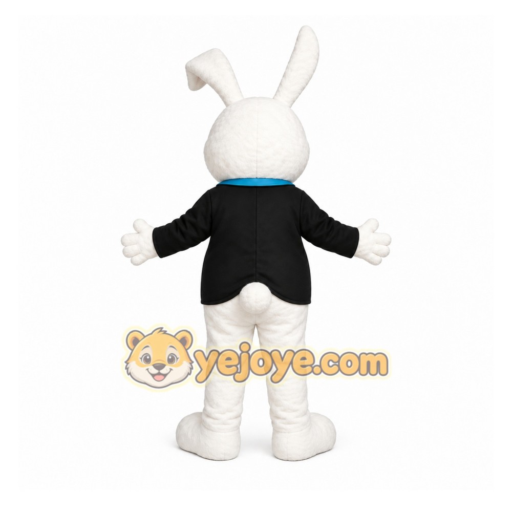 White Rabbit Mascot Costume with Custom Logo White Rabbit Mascot Costume with Custom Logo