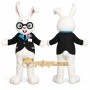 White Rabbit Mascot Costume with Custom Logo