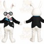 White Rabbit Mascot Costume with Custom Logo