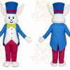 Blue Rabbit Mascot Costume with Custom Logo