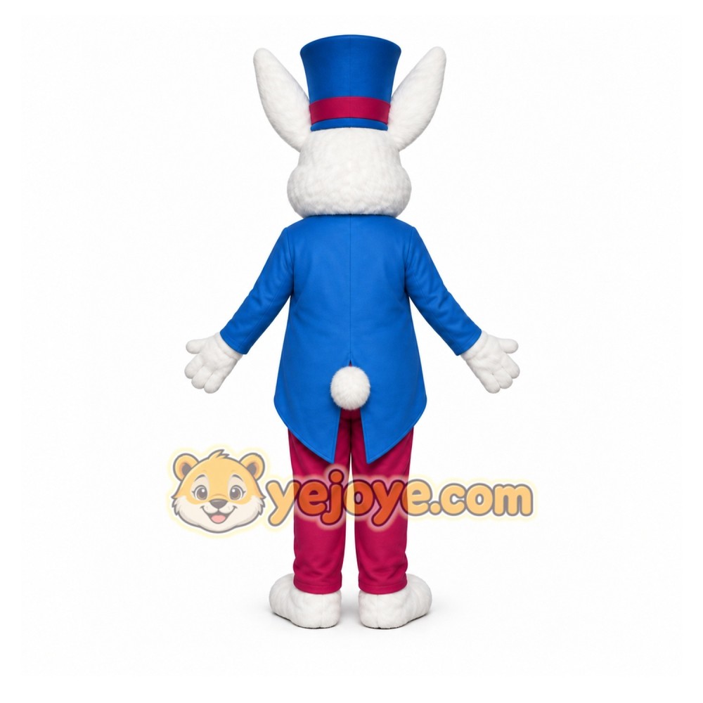 Blue Rabbit Mascot Costume with Custom Logo
