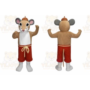 Brown Mouse Mascot Costume with Custom Logo