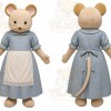 Beige Mouse Mascot Costume with Custom Logo