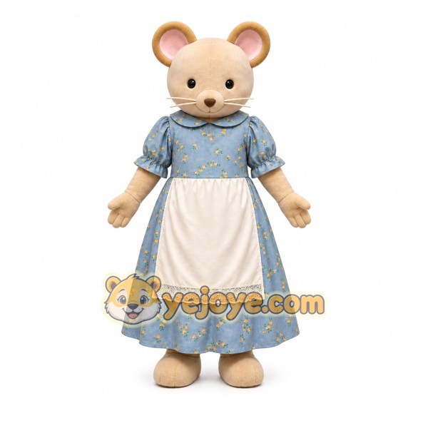 Beige Mouse Mascot Costume with Custom Logo Beige Mouse Mascot Costume with Custom Logo