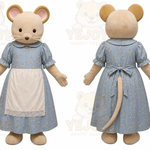 Beige Mouse Mascot Costume with Custom Logo