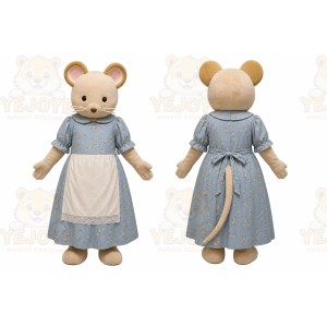 Beige Mouse Mascot Costume with Custom Logo