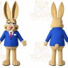 Beige Rabbit Mascot Costume with Custom Logo