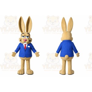 Beige Rabbit Mascot Costume with Custom Logo